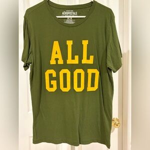 Aeropostale Green T-Shirt with Yellow Print medium